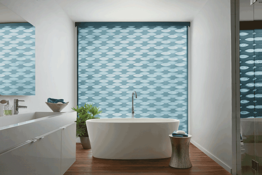 Bathroom solutions designer banded shades Hunter Douglas San Antonio 78249