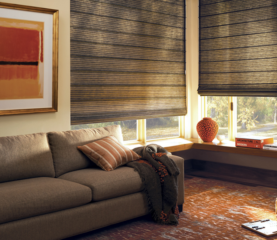 Hunter Douglas living room design studio custom roman shades San Antonio