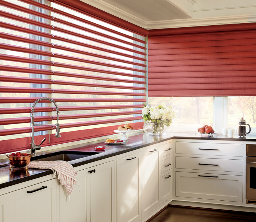 kitchen shades red pirouette shades Hunter Douglas San Antonio