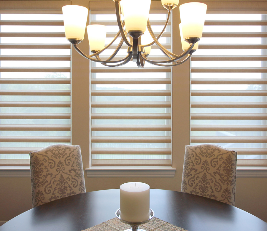 dining room pirouette window shades Hunter Douglas San Antonio
