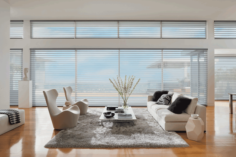 living room silhouette window shades designing with minimalism Hunter Douglas San Antonio 78249