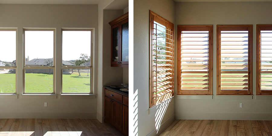 before and after knotty alder shutters San Antonio 78249