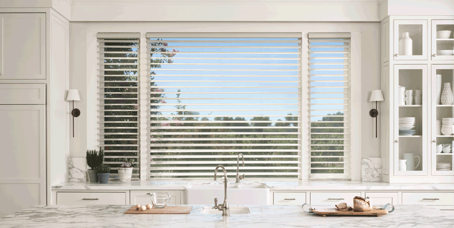 San Antonio kitchen with farmhouse window treatments.