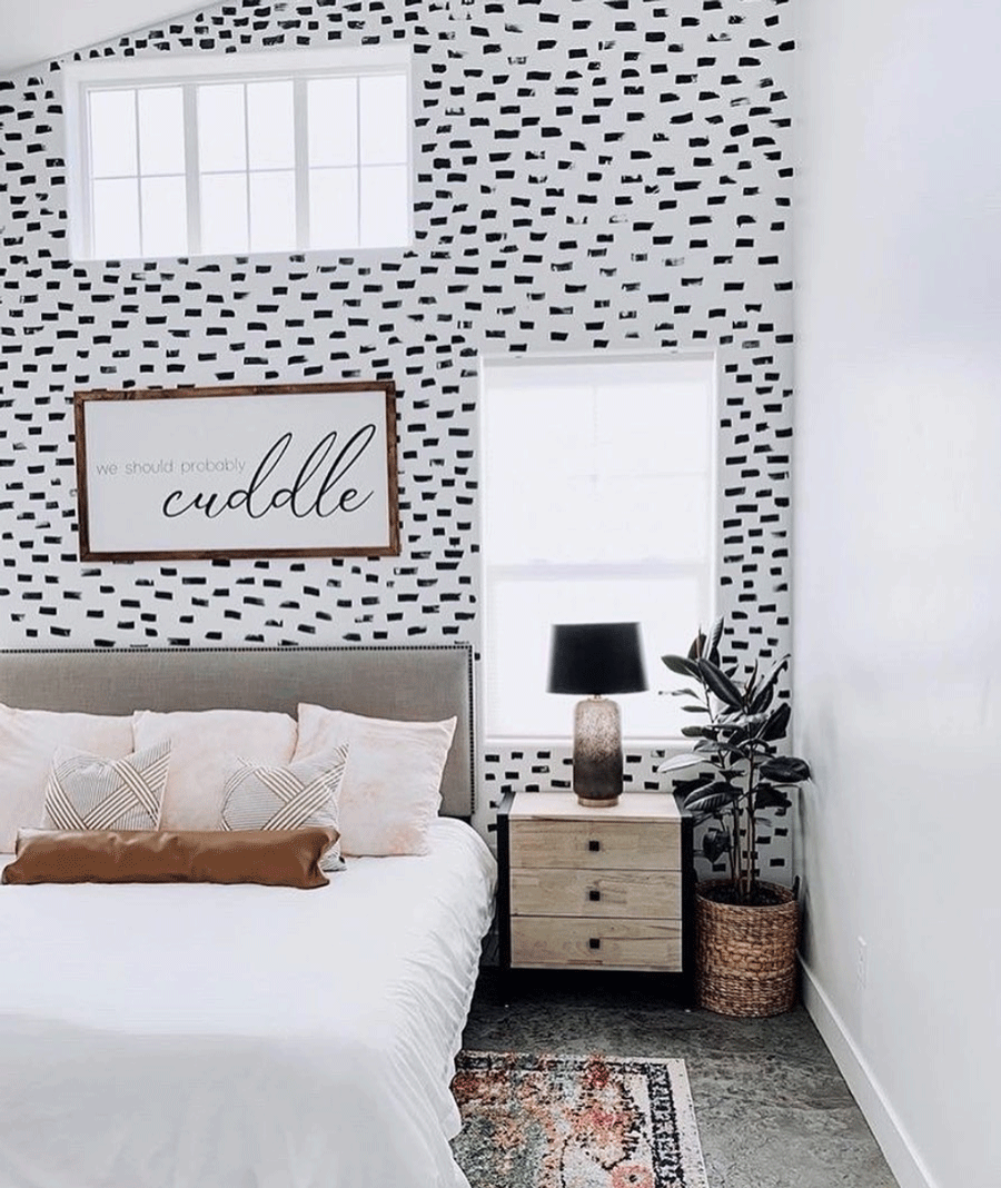 contemporary painting style for black and white wallpaper look