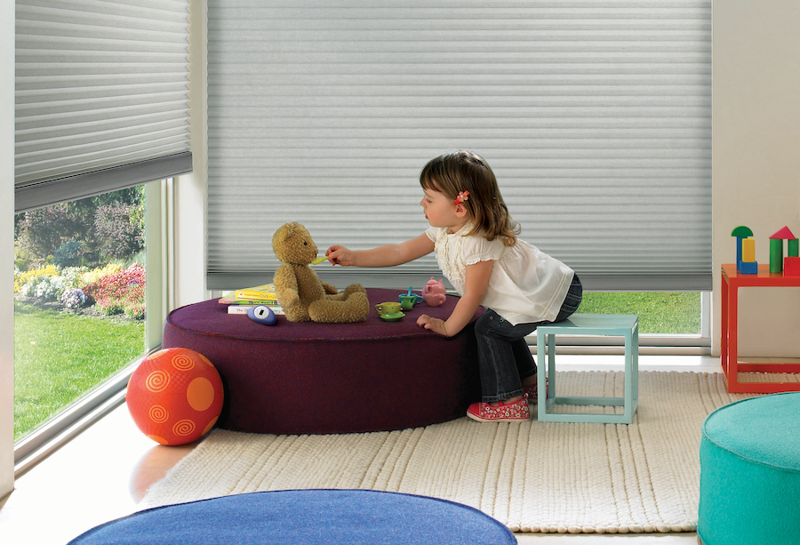 child safe duette shades in childs bedroom