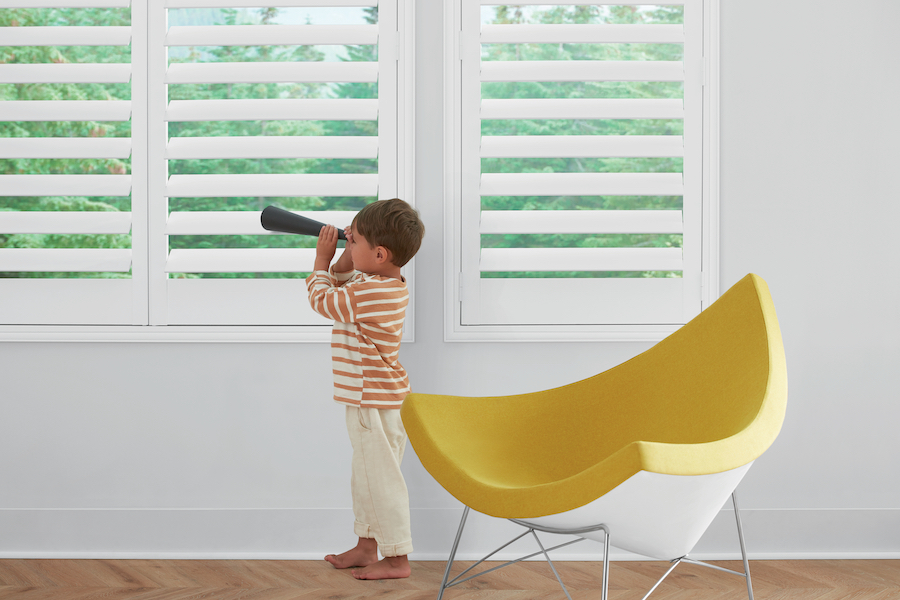 Shutters in playroom to eliminate blind cords.