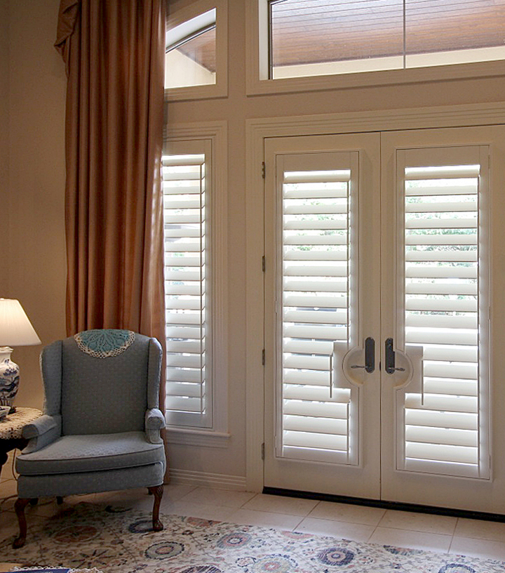 white shutters for french doors in San Antonio TX