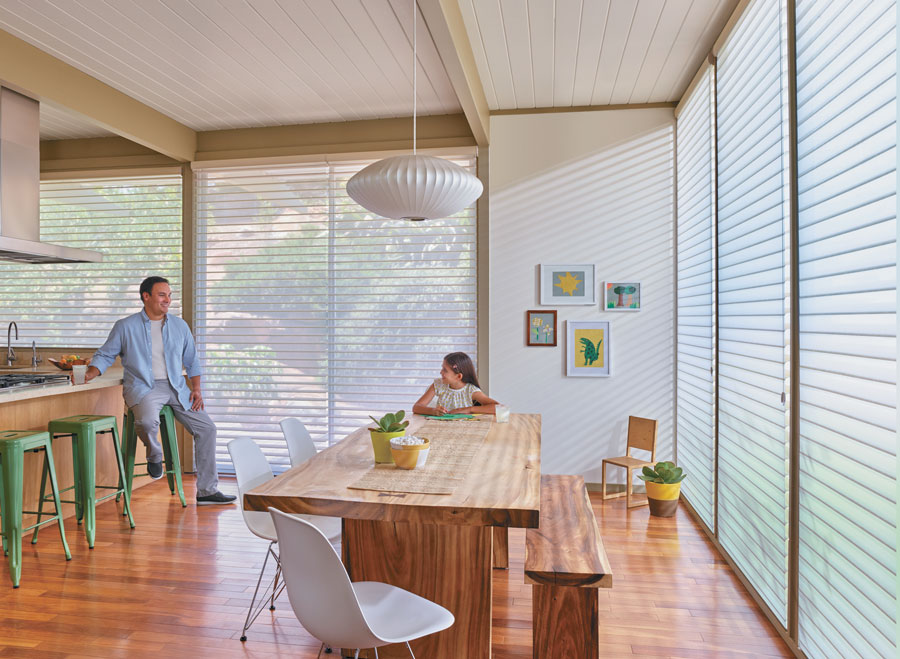 Sheer shades on floor to ceiling windows San Antonio, TX