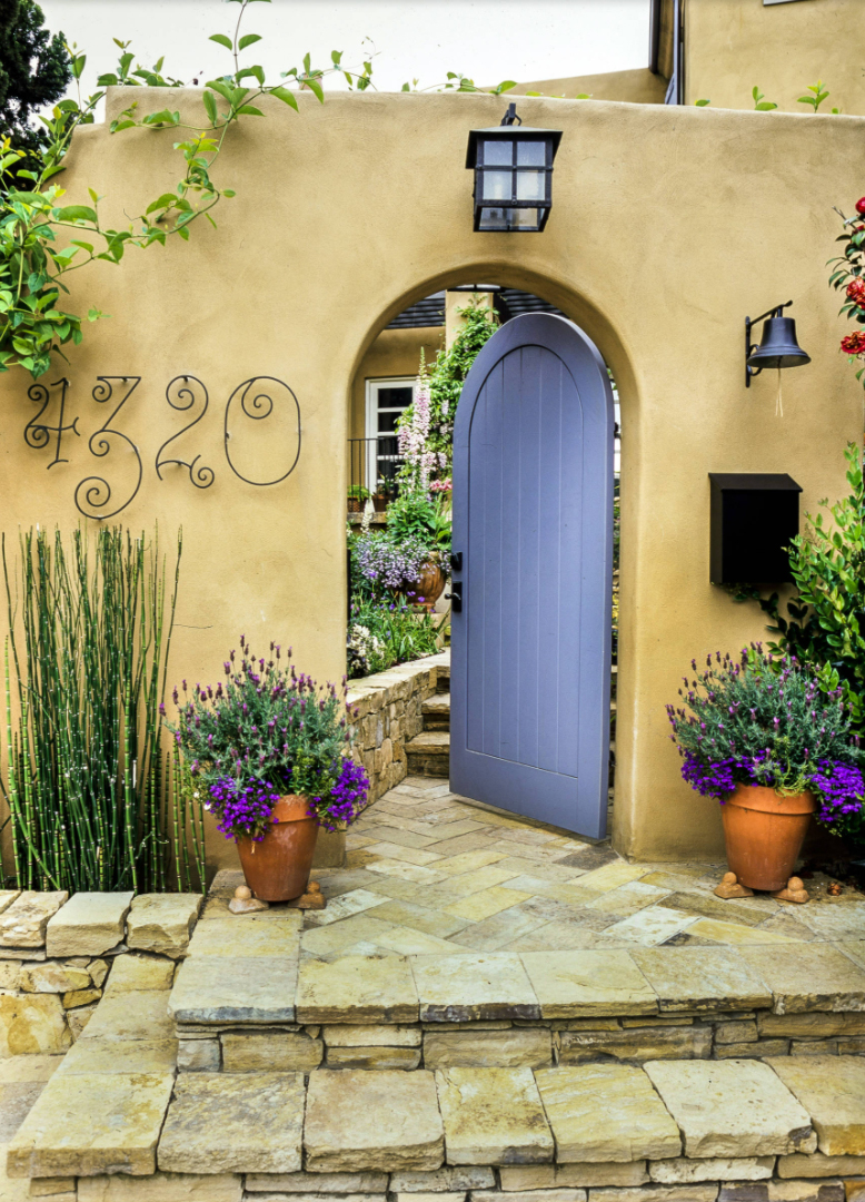 arched front door in Very Peri 