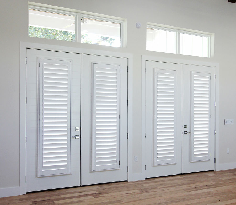 double french door shutters opening into outdoor patio space San Antonio, TX