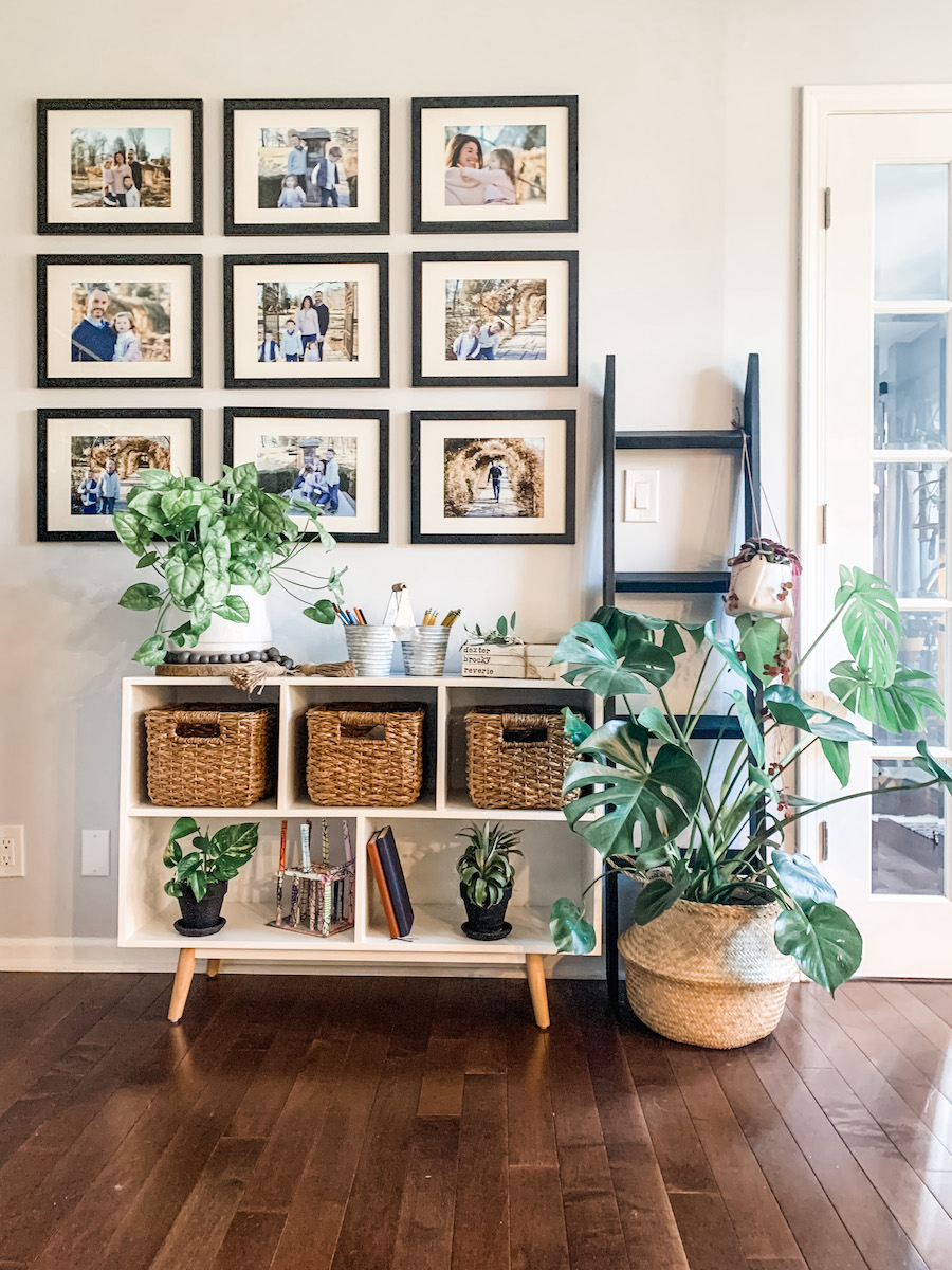 gallery wall of family photos