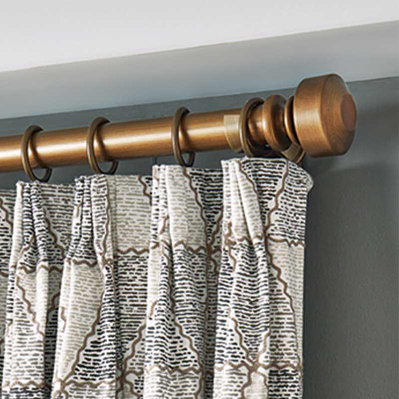 brass hardware curtain rod for custom window treatments