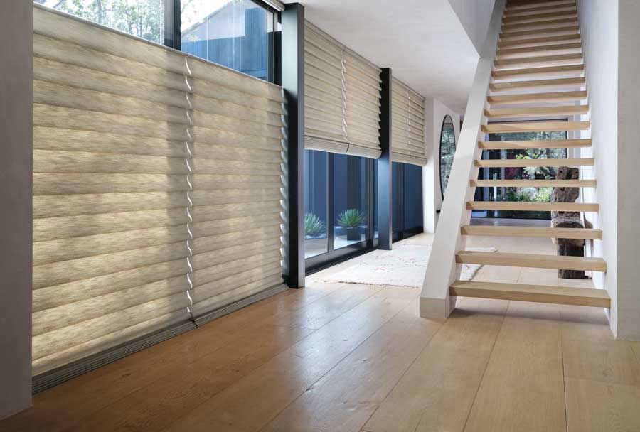 staircase window hallway shades