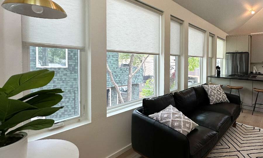 roller screen shade in living room