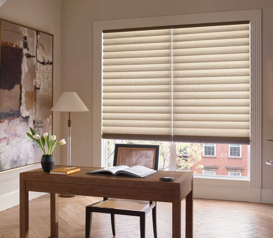 modern roman shades home office San Antonio TX