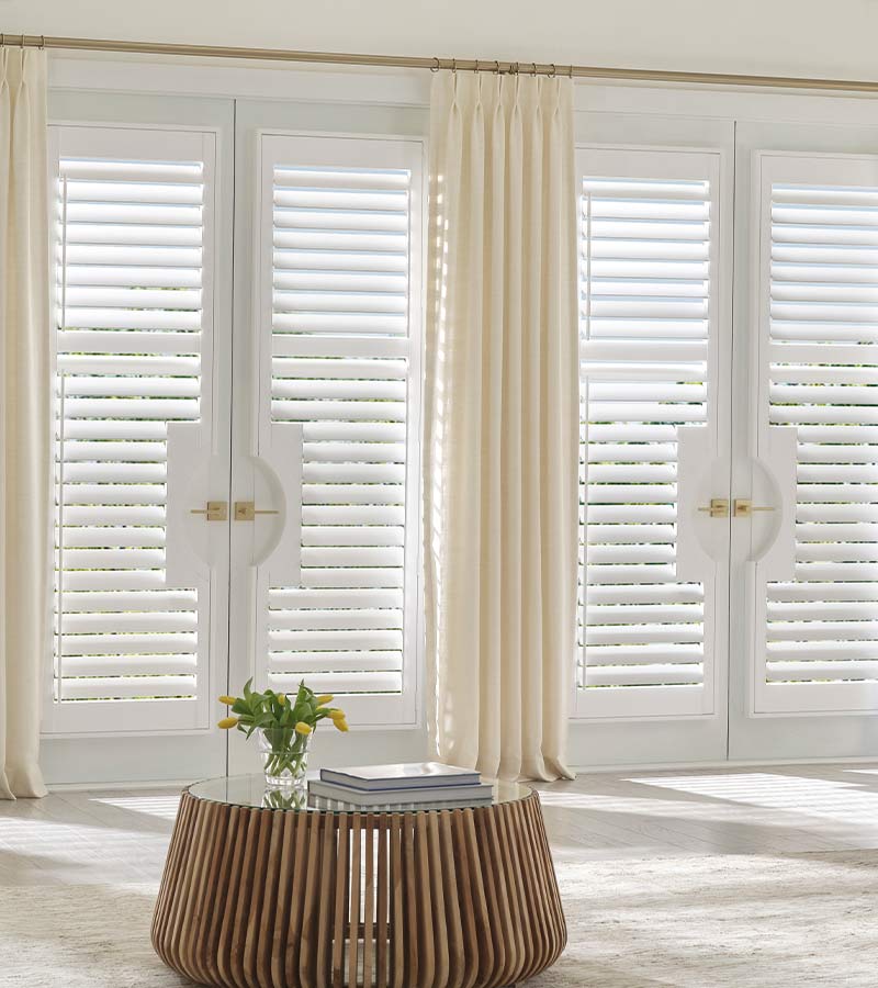 Window Coverings for Sliding Glass Doors white shutters in san antionio