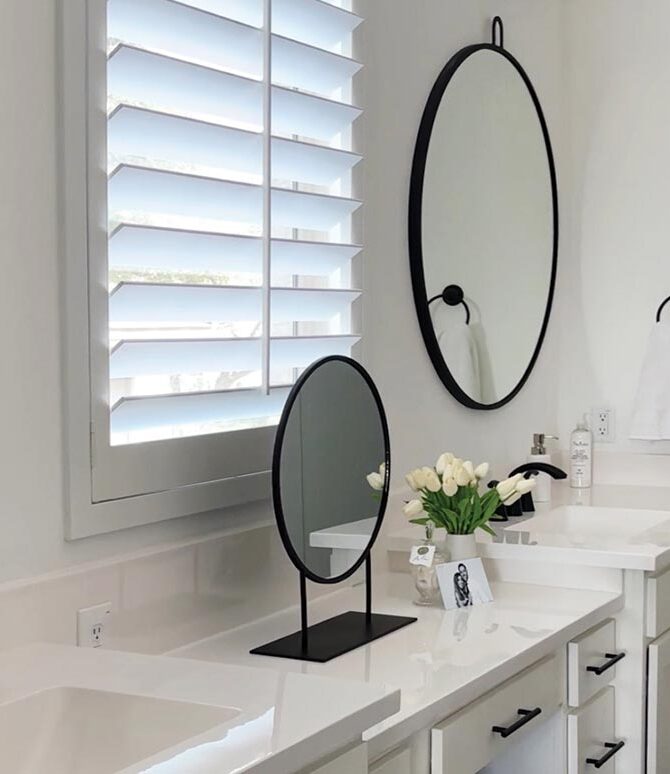 white shutters in bathroom vanity room window fashions of texas