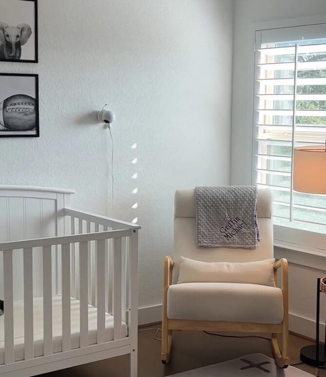 nursery with window shutters