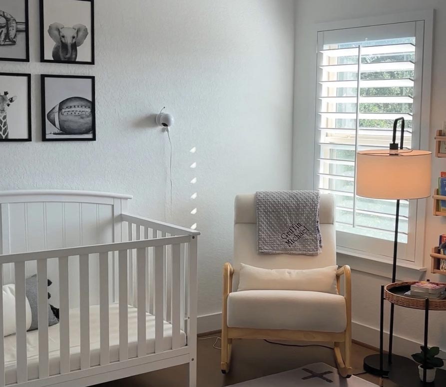 nursery with window shutters