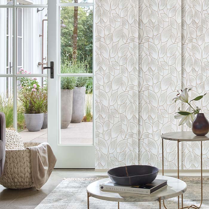 skyline-vertical-window-coverings-hunter-douglas-window-fashions-of-texas panel track vertical shades covering floor-to-ceiling windows in modern home