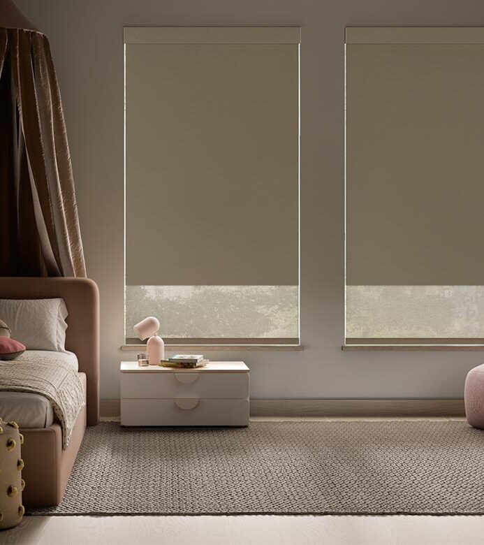 child safe window coverings screen shades in room to help with sleep and privacy
