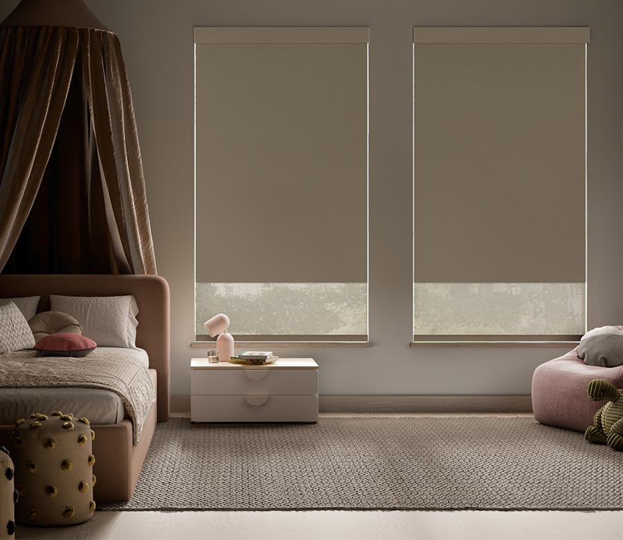 child safe window coverings screen shades in room to help with sleep and privacy